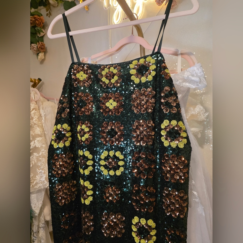 NWT Size L Johnny Was Love Gemini Sequin Spaghetti Strap Mini Dress - Picture 9 of 13